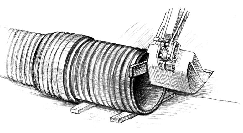 Монтаж гофрированных труб посредством техники